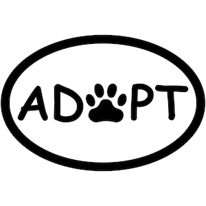 Adopt A Pet Paw Euro Oval Vinyl Decal Car Window Bumper Sticker Dog Puppy Cat Kitten Kitty Animal Rescue Select Color/Size