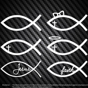Jesus Fish 6 Pack Vinyl Decal Car Truck Window Bumper Sticker Select ...