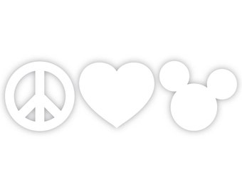 Peace Love Mickey Vinyl Decal Car Window Bumper Sticker Disney Walt Land World Cute V1