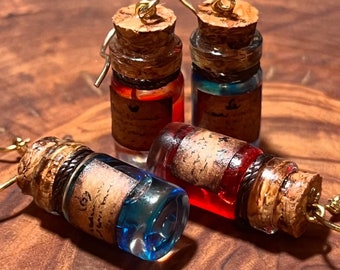 Potion Bottle Earrings - Custom Health, Mana, Fantasy Accessories