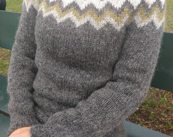 Hraun Isländischer Wollpullover – Einzigartiges Design von Guddawool – Handgefertigt in Island