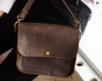 Small messenger bag women, Leather crossbody purse small, Handmade crossbody bag women, Personalized small bag, Womens shoulder purse