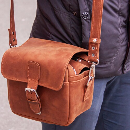 Personalized Leather Camera Bag Camera Satchel Bag Shoulder Etsy