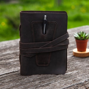 Handmade leather journal, Engraved leather journal, Leather journal with name, Personalized leather journal, Leather journal with pen holder
