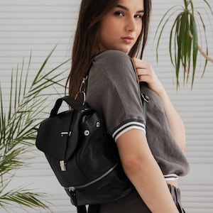 Small leather rucksack for women, Handmade leather backpack, Women small backpack, Casual backpack for women, Custom leather backpack