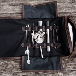 Bartender roll bag,Leather bartender bag,Leather bartender roll,Barman bag,Bar tool roll,Bar man bag