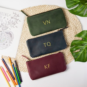 Leather pencil case,Leather pencil holder,Leather pencil pouch,Leather pen case,Leather pen pouch,Zipper pencil case,Pencil pouch zippered,