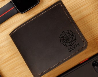 Firefighter gift for him wallet,Dad wallet,Leather wallet mens handmade bifold,Leather wallet mens personalized,Leather wallet mens custom