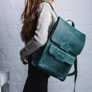 Grote leren rugzak, lederen reisrugzak, elegante leren rugzak, werklaptoprugzak dames, gepersonaliseerde leren rugzak