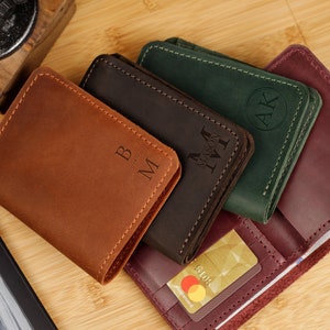 Personalisierte Leder Brieftasche, schlanke Brieftasche aus Leder, Kleine Brieftasche aus Leder, Brieftasche aus Leder mit Monogramm, Brieftasche aus Leder mit Monogramm