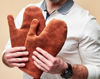 Gants de cuisine en cuir, gants de cuisine en cuir, gant de gril personnalisé, gants de barbecue en cuir, gants de cuisine pour chef, gants de four, gants de cuisine