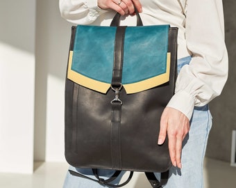 Mochila de cuero para portátil hecha a mano, Mochila de cuero personalizada, Mochila de cuero personalizada, Mochila informal, Mochila de trabajo de cuero
