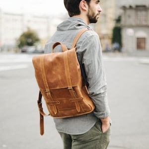Mens leather laptop backpack, Leather backpack for laptop, Customized laptop backpack, Leather knapsack, Stylish backpack, Leather rucksack