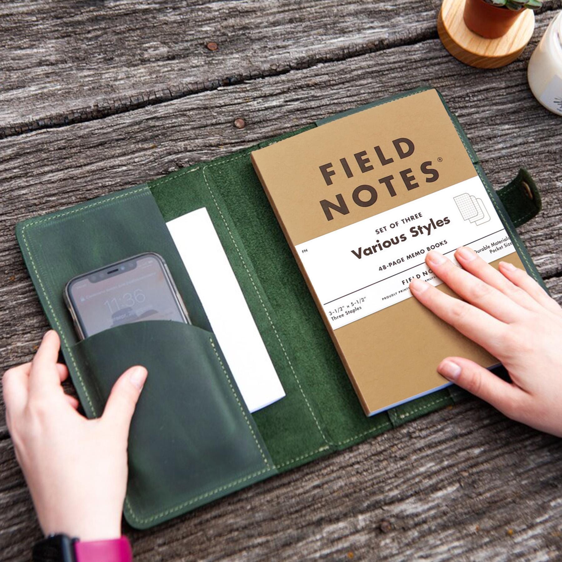 Leren Field Notes-omslag, Field Notes-notebooktas, Field Notes-dagboekomslag, Field Notes-reizigersnotitieboek, Field Notes-hoes