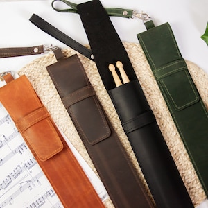 Borsa per bacchette in pelle, Borsa per bacchette personalizzata, Regalo per batterista, Regalo per musicista, Porta bacchette, Borsa per bacchette, Porta bacchette