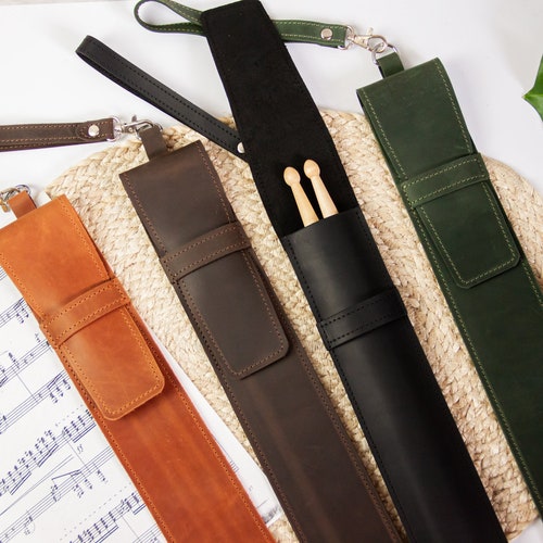 Personalized Leather Drumstick Holder Gift for Drummer. Gift Etsy