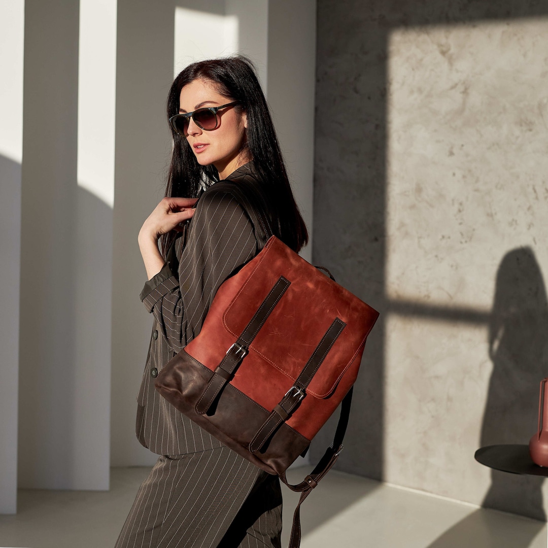 Leather Laptop Backpack Women, Custom Leather Backpack, Womens Laptop