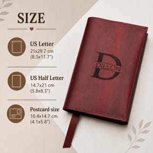 Lederbucheinband individuell, Lederbucheinband mit Gravur, Lederbuchhülle, Personalisierter Buchhalter, Lederbuchhülle, Handgefertigter Bucheinband Bild 2