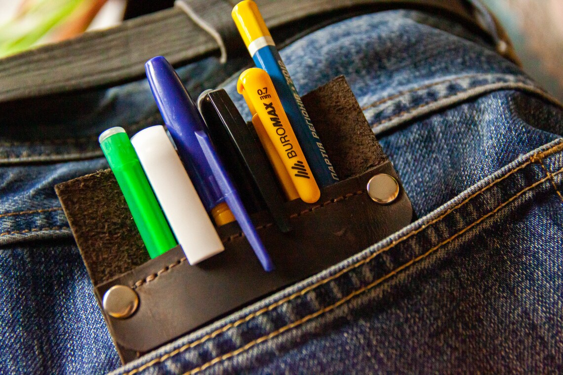 Leather pocket protectorPen holder for shirtsShirt pocket Etsy