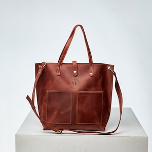 Personalisierte Leder-Einkaufstasche, Damen Leder Arbeitstasche, Benutzerdefinierte Leder Schultertasche, Leder-Einkaufshandtasche, Leder-Einkaufstasche mit Riemen