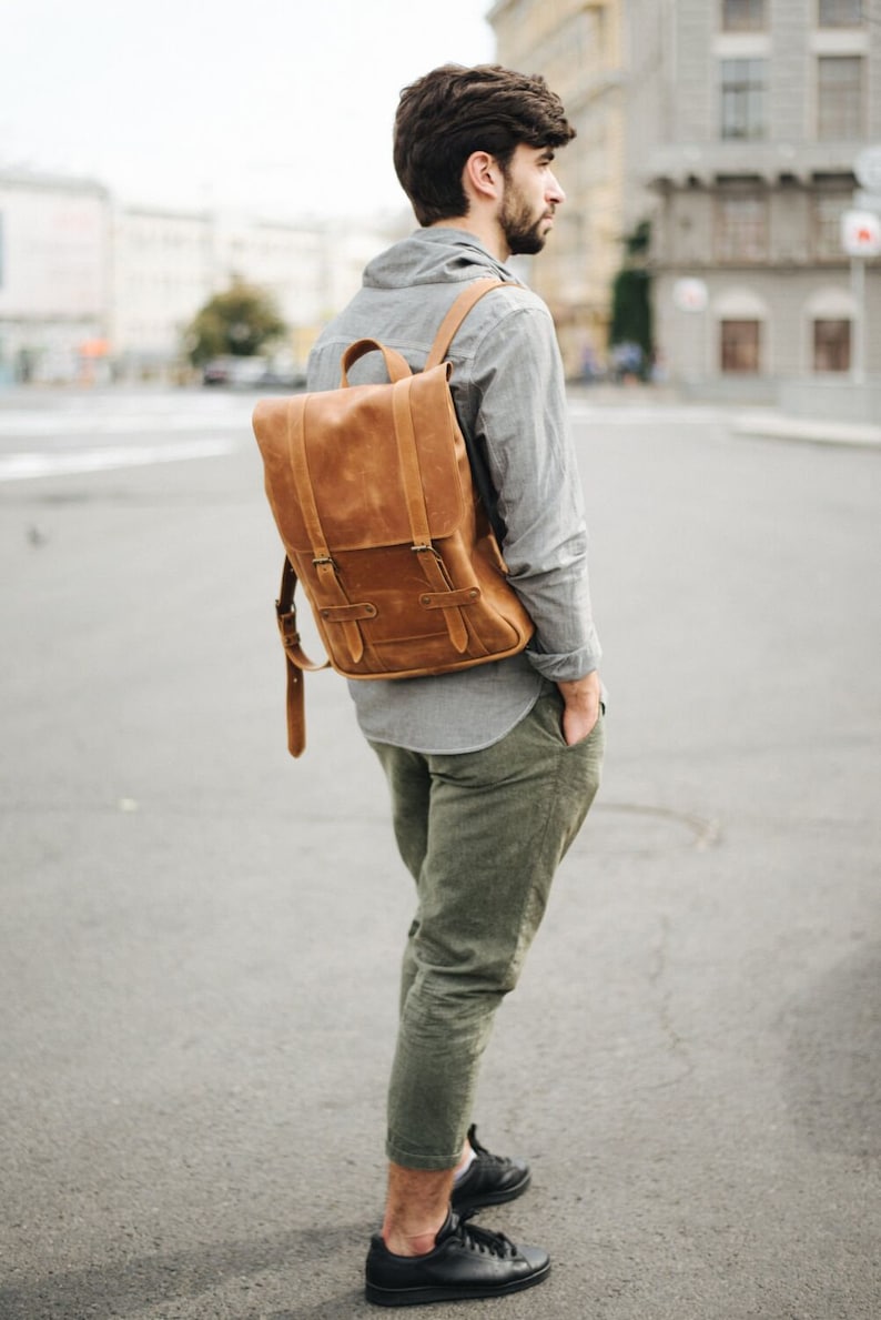 Leather backpack,Laptop backpack,Personalized backpack,College backpack,Rucksacks,Men leather backpack,Backpacks,Leather backpack purse image 2