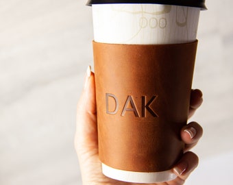Personalized coffee cup sleeves, Custom coffee cup holder, Leather coffee cup sleeve, Mug sleeve, Cup sleeve custom, Leather cup holder
