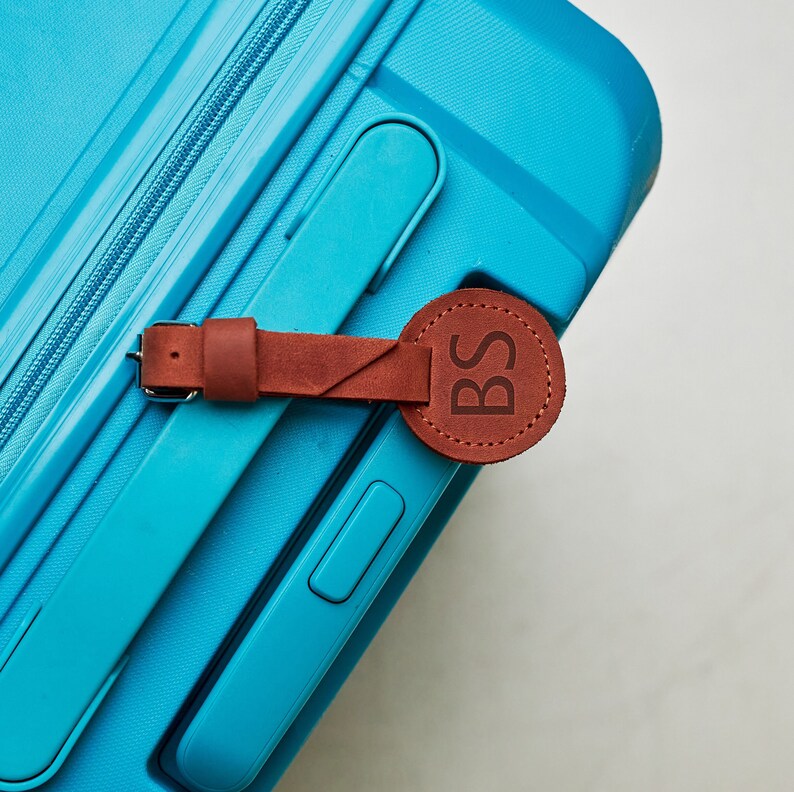 Personalized leather luggage tag, Custom leather bag tag, Leather travel tag, Engraved luggage tags leather, Monogrammed bag tags image 1