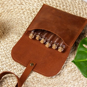 Estuche de cuero personalizado para especias, Kit de viaje para especias, Bolsa de cuero para especias, Estuche para especias para acampar, Kit de especias personalizado, Soporte para especias para viajes
