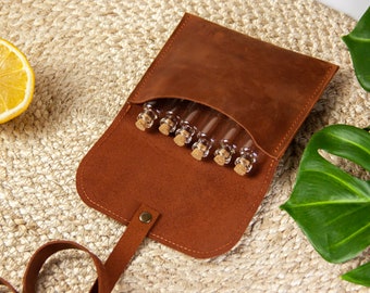 Custom leather spice case, Travel spice kit, Leather spice pouch, Camping spice case, Personalized spice kit, Travel spice holder