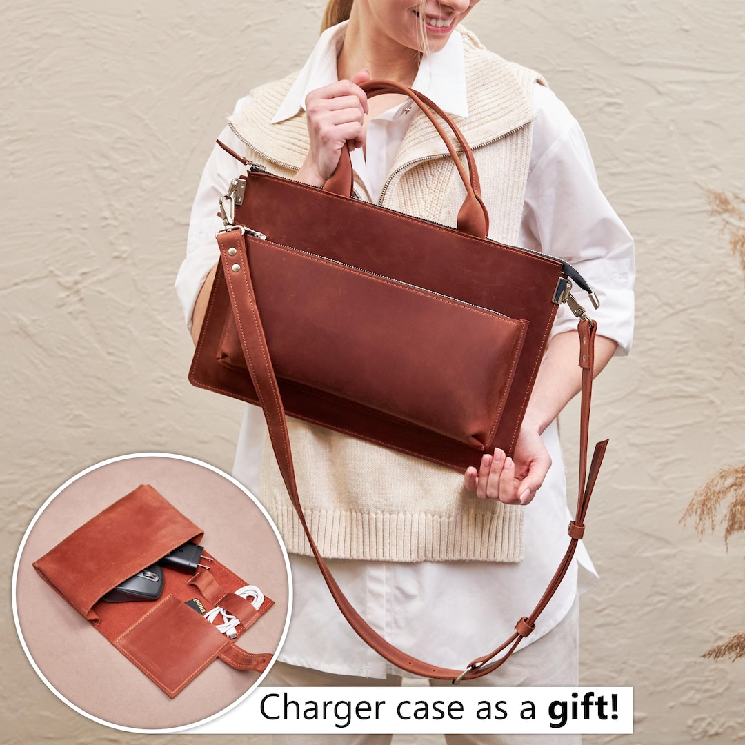 thumbnail image 2 of Genuine Leather Women Tote Bag College Style School Bag Vintage Women's Backpack 16 Inch Computer Cowhide Shoulder Bags 633 2 of 11