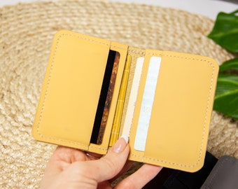 Light Brown #2019 Genuine Leather Slim Front Pocket Card Case Credit Card Holder 7 Slots Wallet