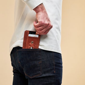 Portefeuille en cuir mince avec porte airtag, portefeuille en cuir airtag, porte-cartes avec airtag, portefeuille personnalisé airtag, portefeuille de poche en cuir image 7
