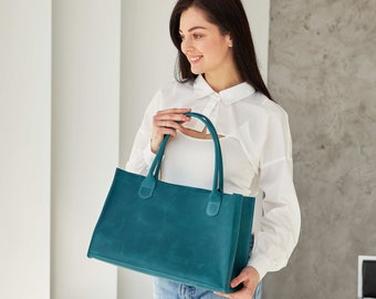 Minimalist leather bag, Personalized tote bag for women, Leather handbags for women, Womens leather purse, Custom leather tote bag