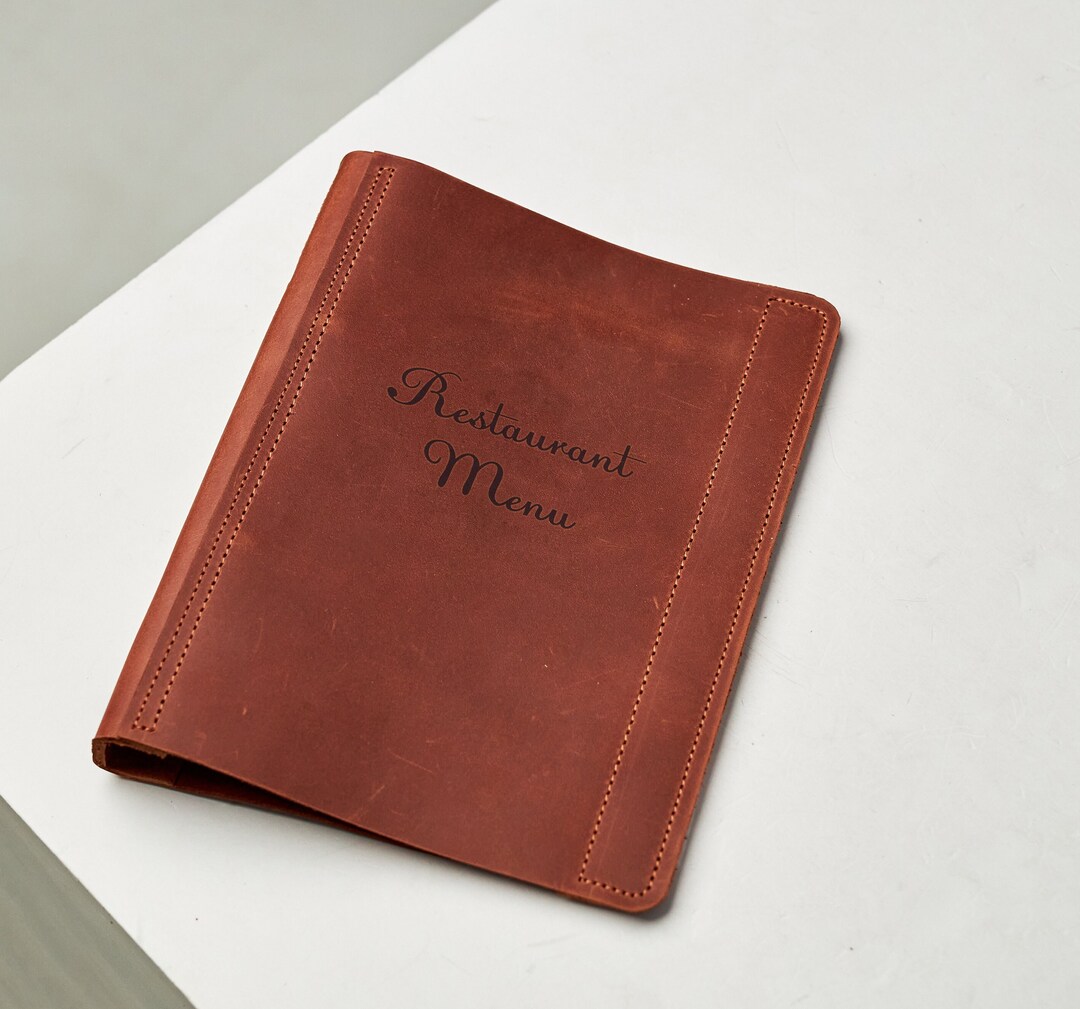 Leather Menu Cover Binder, Personalized Menu Cover, Restaurant Menu