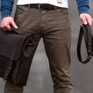 Leather messenger bag for men, Handmade leather briefcase, Leather laptop bag men, Personalized messenger bag, Leather satchel for men image 6