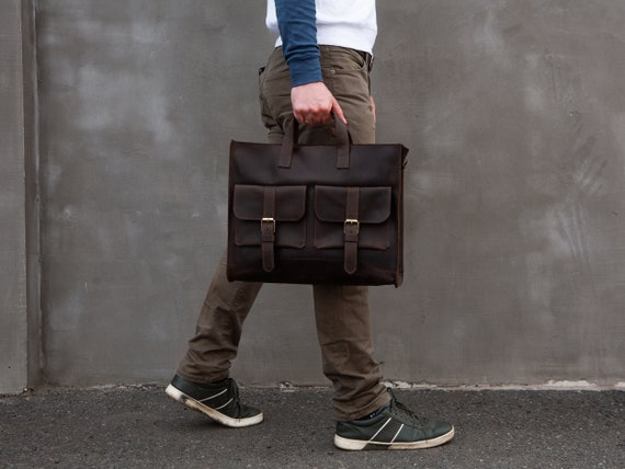 Leather laptop briefcase men, Leather business bag for men, Handmade leather briefcase, Mens work bag, Leather office bag, Laptop bag men