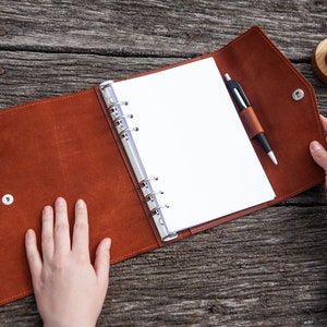 Capa de fichário de couro personalizada, diário de fichário de 6 argolas A5, cadernos de fichário A4, fichário de couro 3 anéis, fichário gravado, capas de fichário personalizadas
