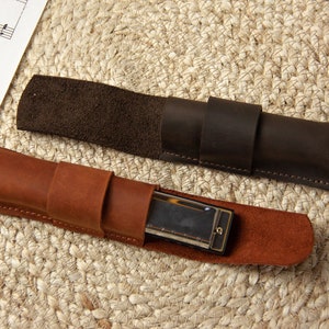 Mundharmonika-Etui aus Leder, Mundharmonika-Etui aus Leder, Harfenetui aus Leder, Mundharmonika-Halter, Mundharmonika-Zubehör
