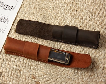 Bolsa de cuero para armónica, Estuche de cuero para armónica, Estuche de cuero para arpa, Soporte para armónica, Accesorios para armónica