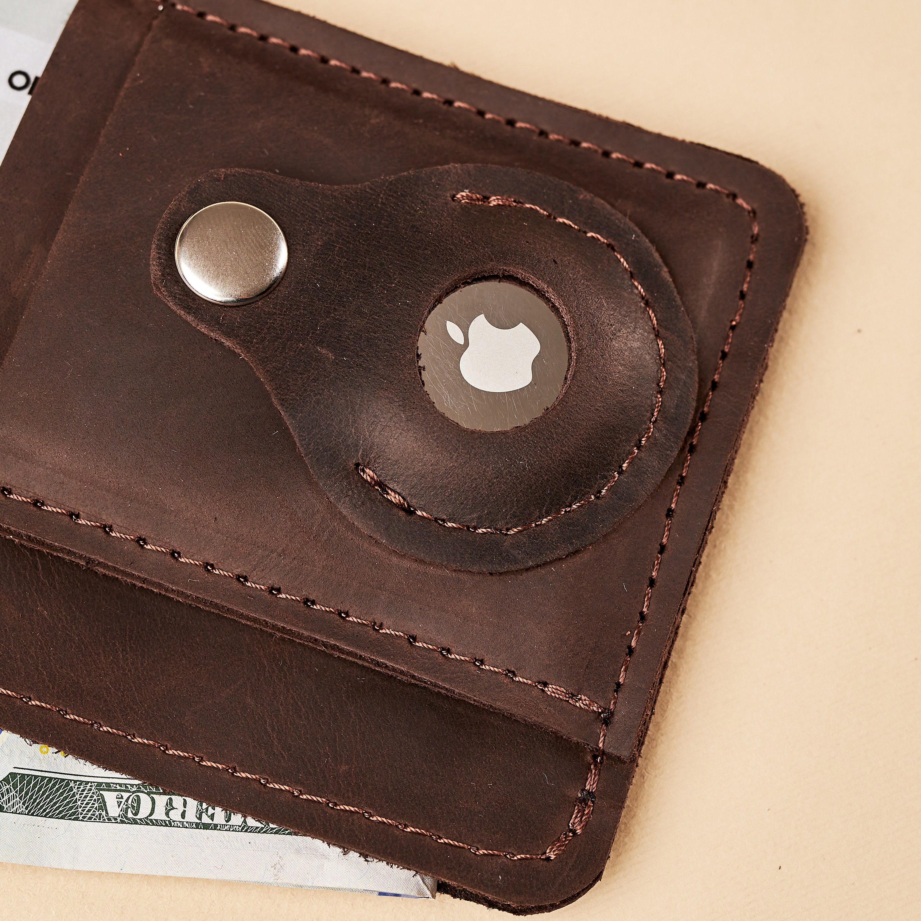 KLOMORE Airtag Portefeuille En Cuir Pour Homme (Airtag Non Inclus) Slim Wallet Avec Compartiment Pour Pièces De Monnaie Protection RFID Portefeuille Porte-monnaie Étui Pour Cartes De Crédit En Cuir