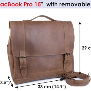 Leather messenger bag for men, Handmade leather briefcase, Leather laptop bag men, Personalized messenger bag, Leather satchel for men image 3