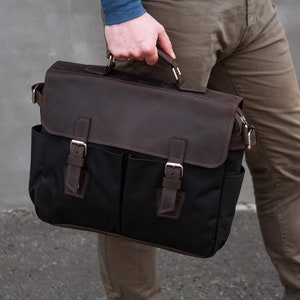 Leather canvas bag,Work bag men,Canvas laptop bag men,Leather canvas messenger bag,Canvas shoulder bag men,Messenger bag men