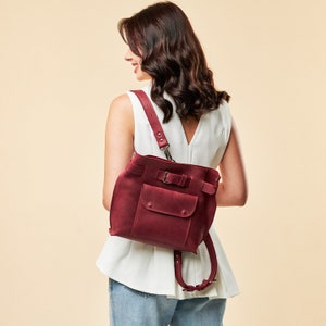 Custom convertible backpack purse, Personalized leather bag for women, Leather backpack women purse, Rucksack convertible