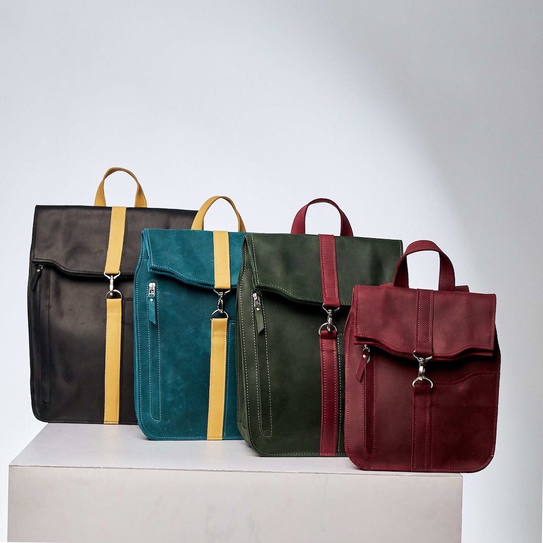 Woman's Rocksack Leather Backpack Purse Women, Leather Laptop Backpack Women, City ...
