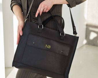 Personalized laptop bag for women,Leather satchel purse,Monogram laptop bag women,Leather work bag,Womens satchel bag,Laptop briefcase women