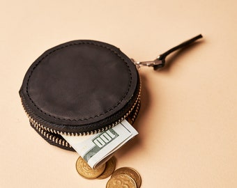Personalized Round Wallet,small Coin Wallet,leather Round Coin