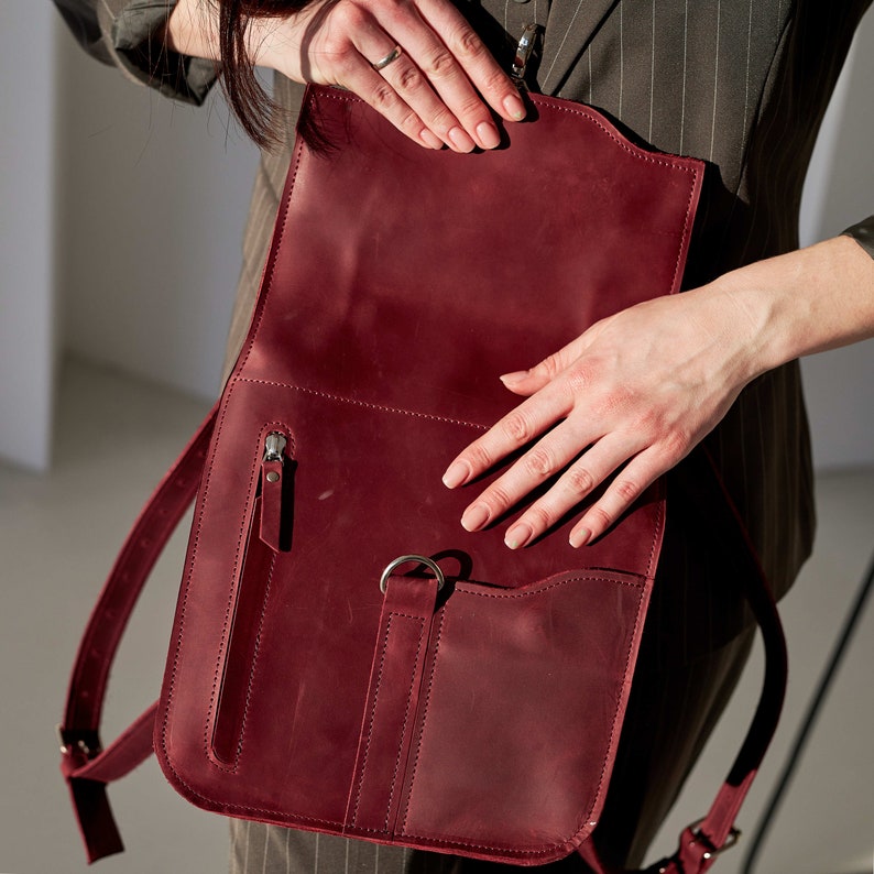 Woman's Rocksack Leather Backpack Purse Women, Leather Laptop Backpack Women, City ...