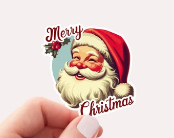Retro Christmas Sticker, Classic Santa Sticker, Merry Christmas Sticker, Vintage Style Christmas Sticker, Cute Holiday Season Sticker
