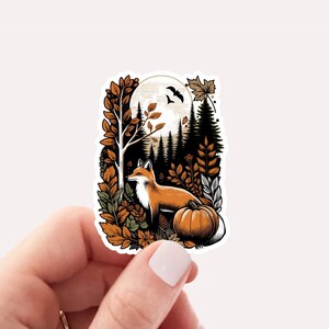Cute Fox Sticker, Fall Fox Sticker, Halloween Fox Sticker, Fall Animals Fox, Fall Fox Gift, Fox Lovers Gift, Fall Foliage Fox