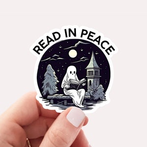 Read In Peace Sticker, Book Lover Halloween Sticker, Librarian Stickers, Halloween Student Sticker Halloween Ghost Book Cute Ghost Read Book